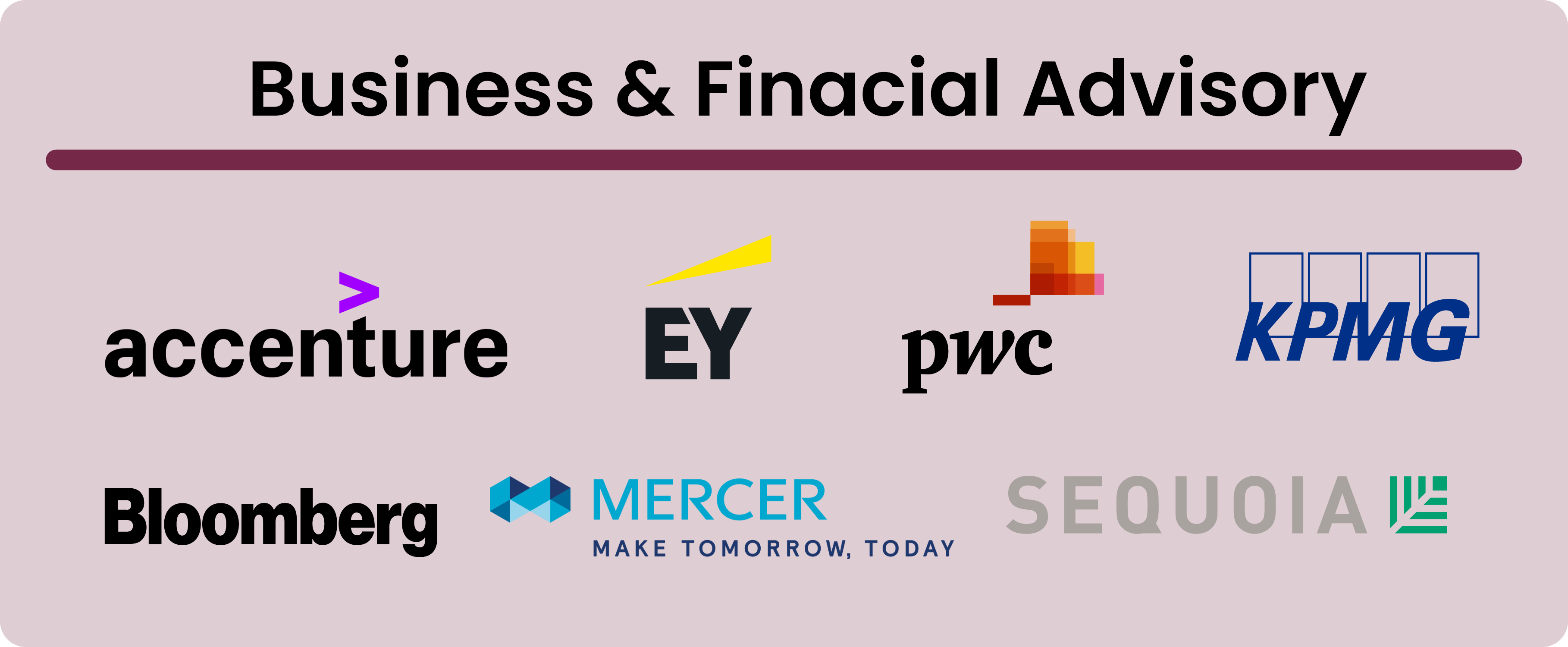 Business and Financial,Accenture,EY,pwc,KPMG,Bloomberg,MERCER,SEQUOIA